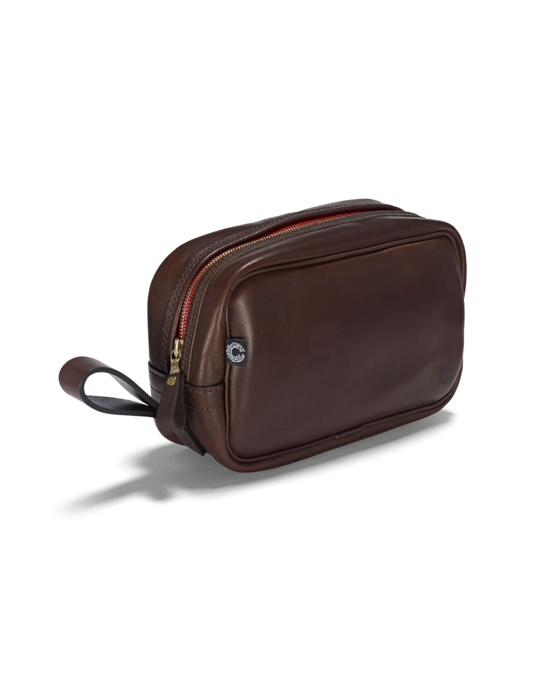 Vintage Leather Wash Bag - Dark Brown