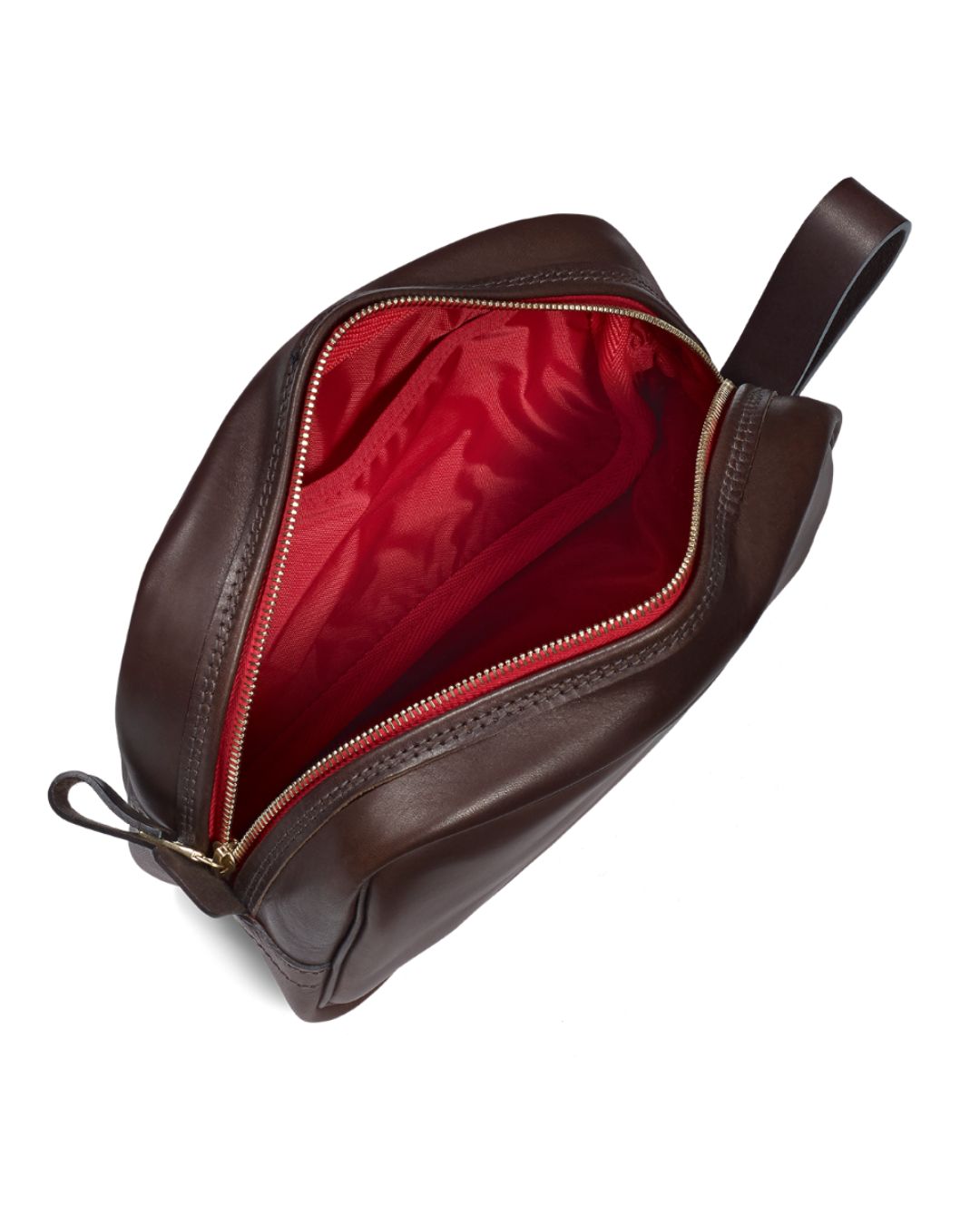 Vintage Leather Wash Bag - Dark Brown