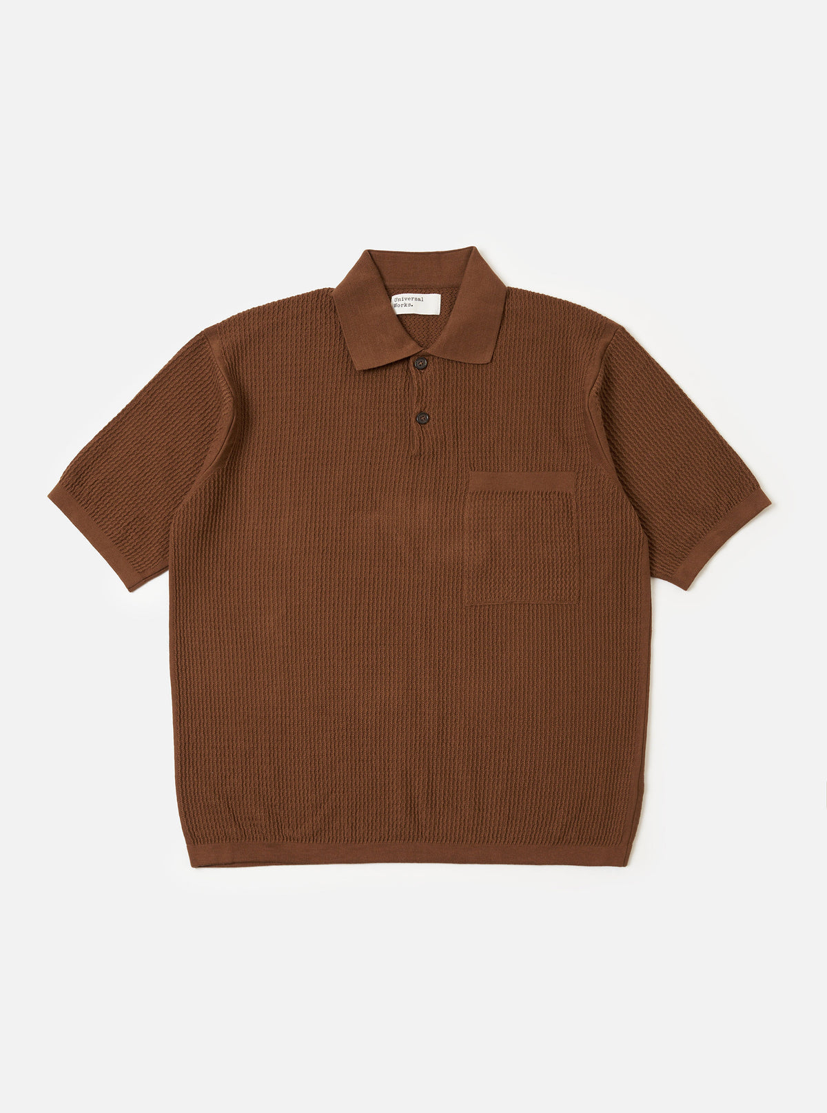 S/S KNIT POLO - Brown