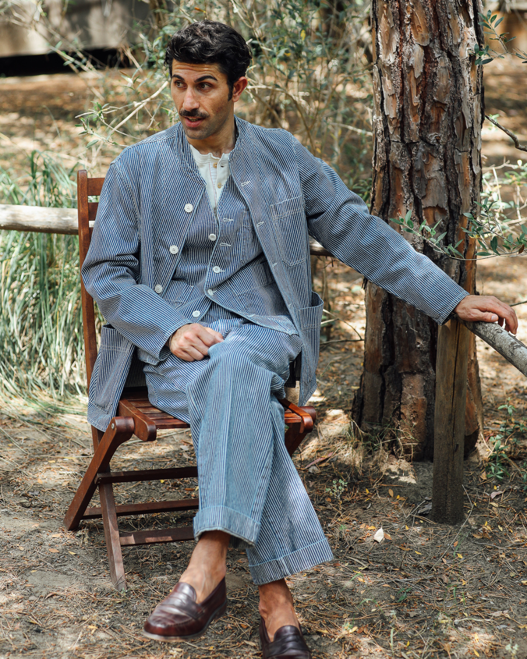 MASON - Jacket Washed Pin Stripes 10oZ