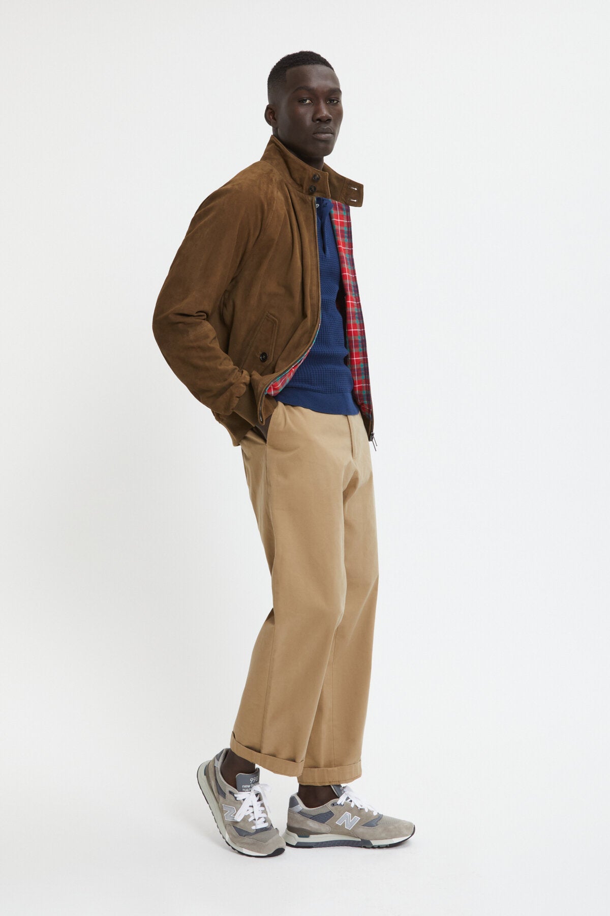 G9 Suede Harrington Jacket - Dark Olive