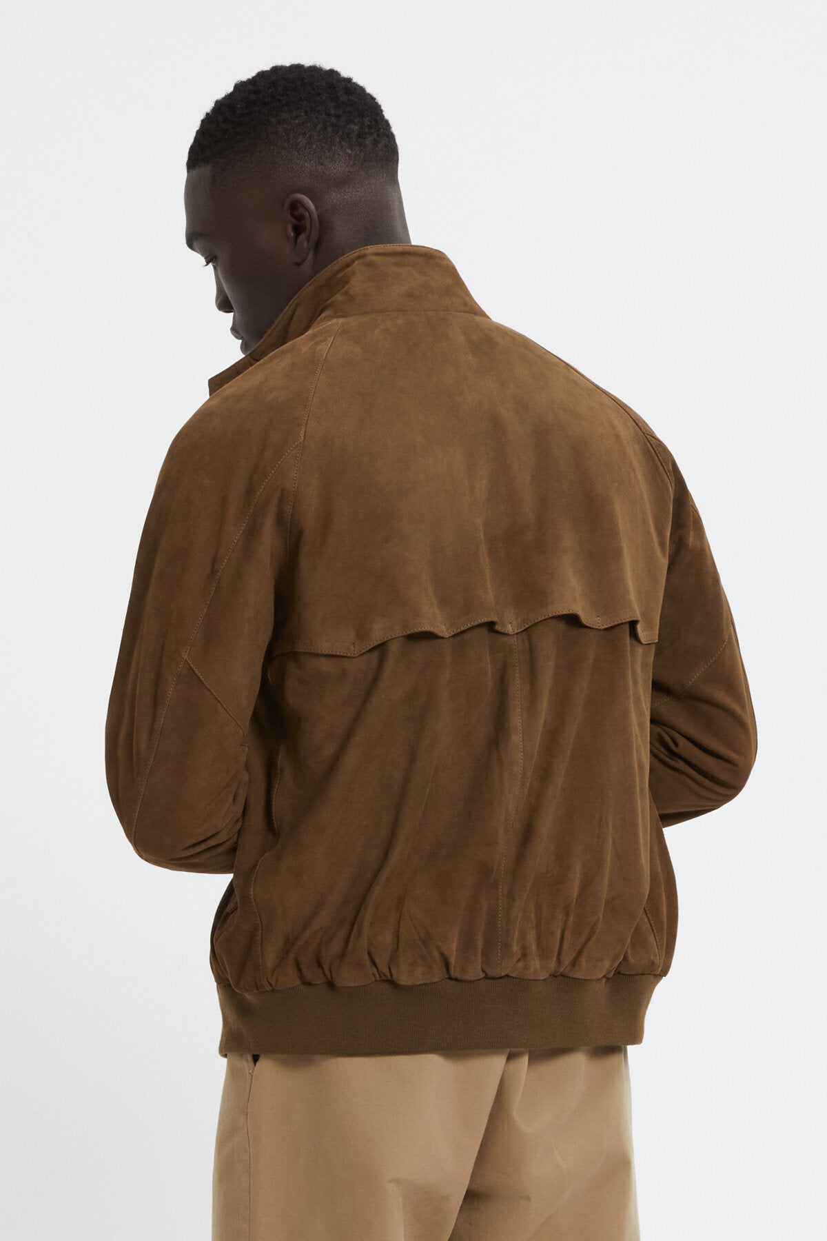 G9 Suede Harrington Jacket - Dark Olive