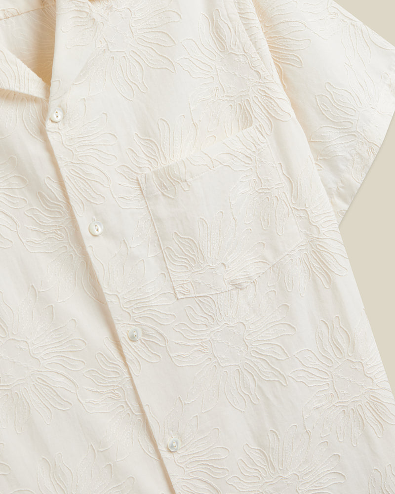 Duke Kurzarmhemd mit Bowling Kragen - offwhite