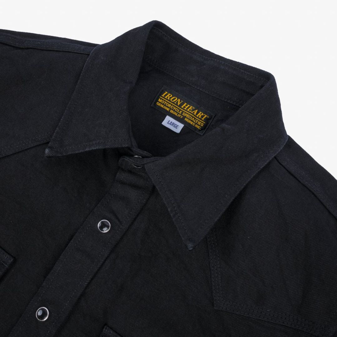 13.5oz Denim Western Shirt - Black IHSH-396-BLK