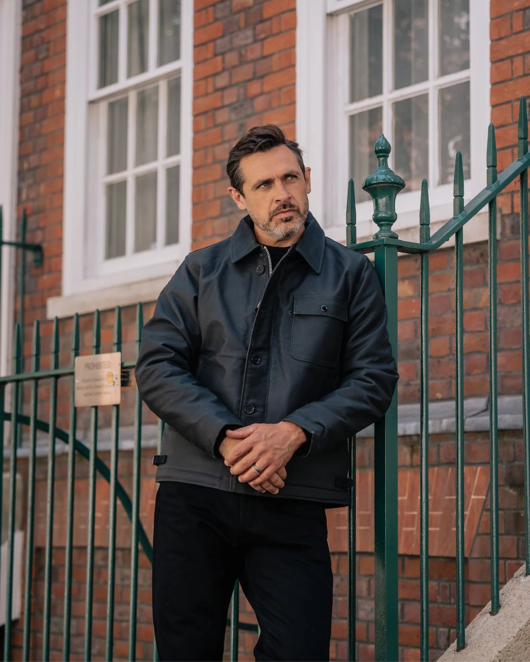 Oiled Whipcord A2 Deck Jacket - Black