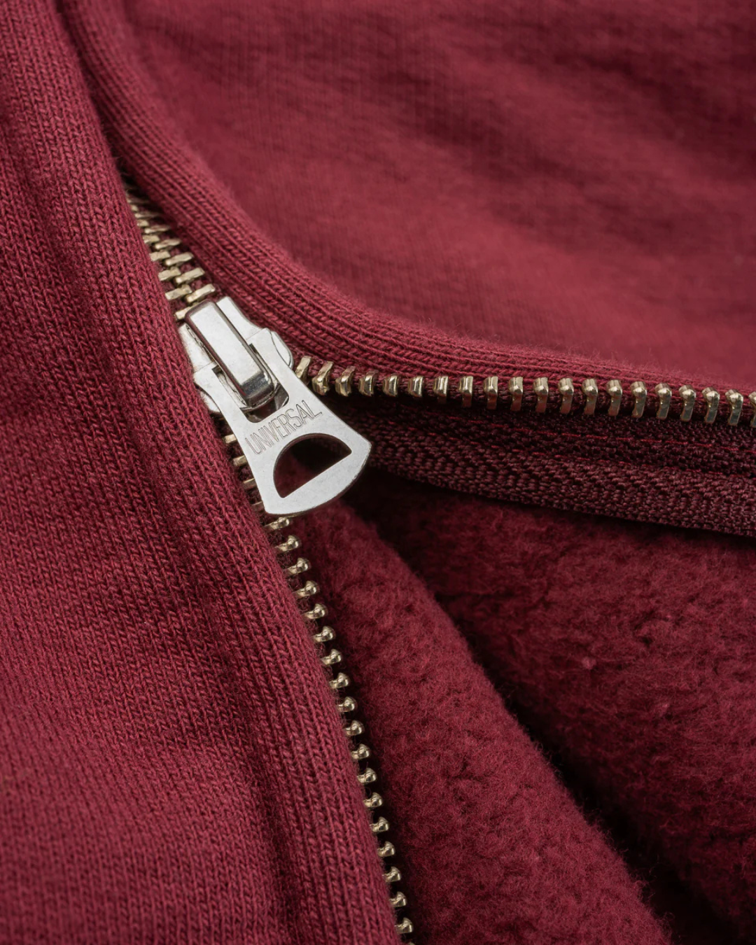 Printed 14oz Ultra Heavyweight Loopwheel Cotton Zippered Hoodie - Burgundy