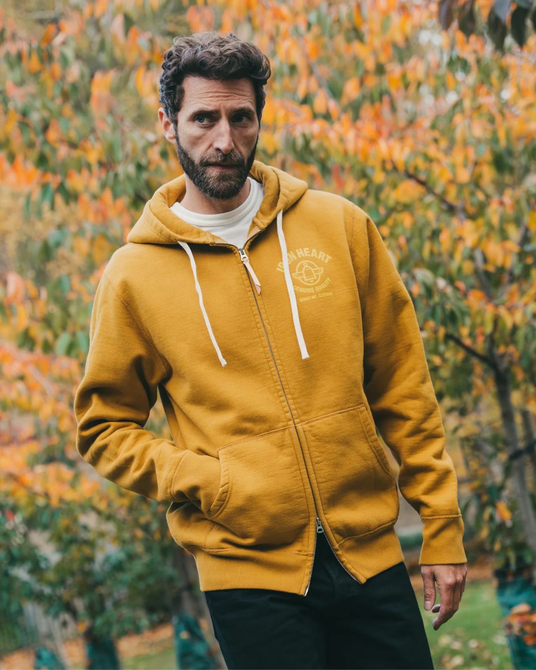 14oz Ultra Heavyweight Loopwheel Cotton Zippered Hoodie - IHSW-81L-MUSTARD