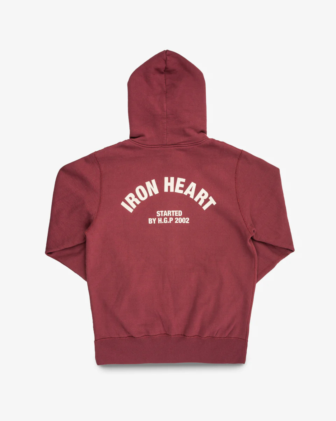 Printed 14oz Ultra Heavyweight Loopwheel Cotton Zippered Hoodie - Burgundy