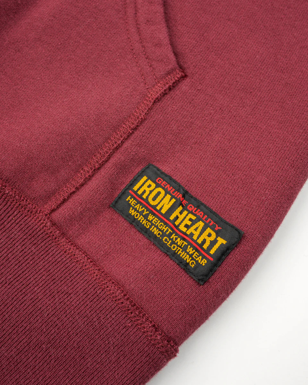 Printed 14oz Ultra Heavyweight Loopwheel Cotton Zippered Hoodie - Burgundy
