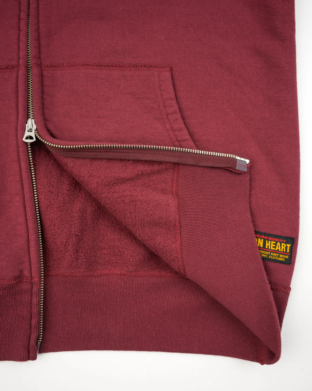 Printed 14oz Ultra Heavyweight Loopwheel Cotton Zippered Hoodie - Burgundy