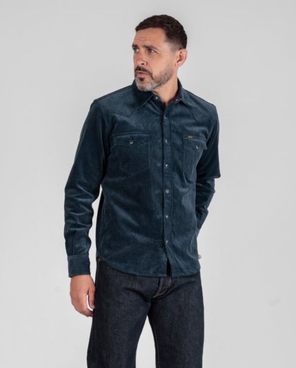 11oz Corduroy Western Shirt - Navy