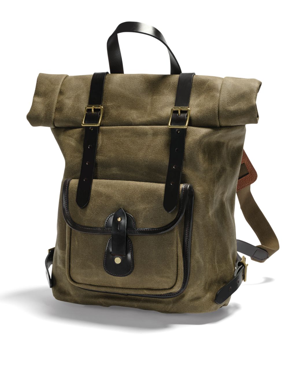 Vintage Canvas Roll Top Backpack - Olive