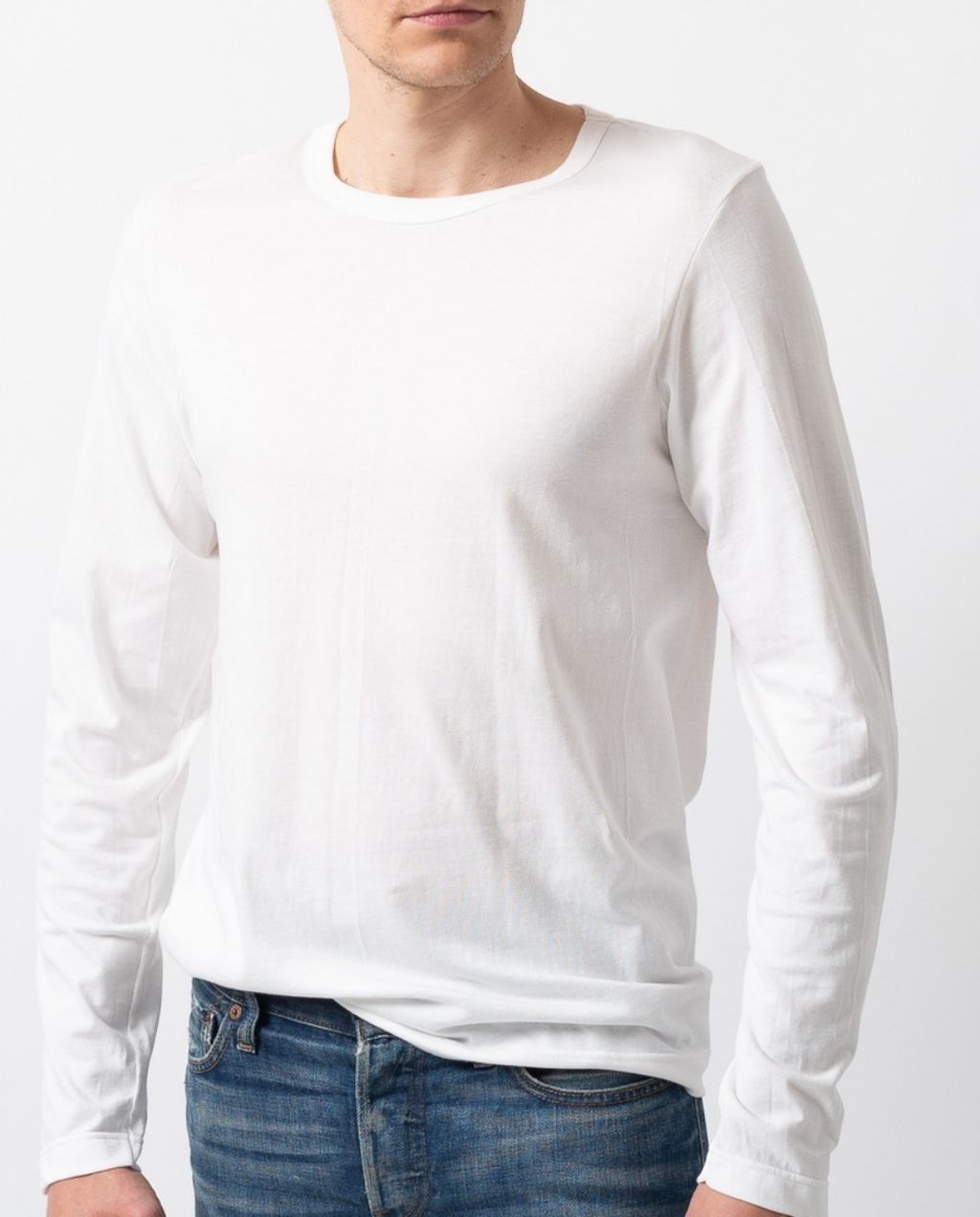 1950s Men's loopwheeled Longsleeve - Classic Fit - White