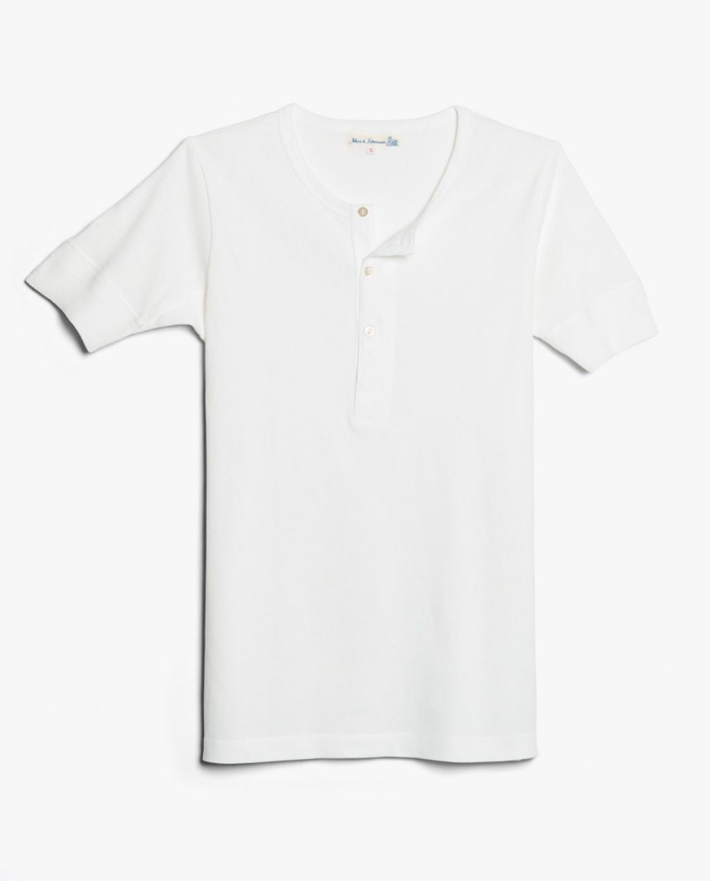 207 Men's loopwheeled Henley - Classic Fit - White