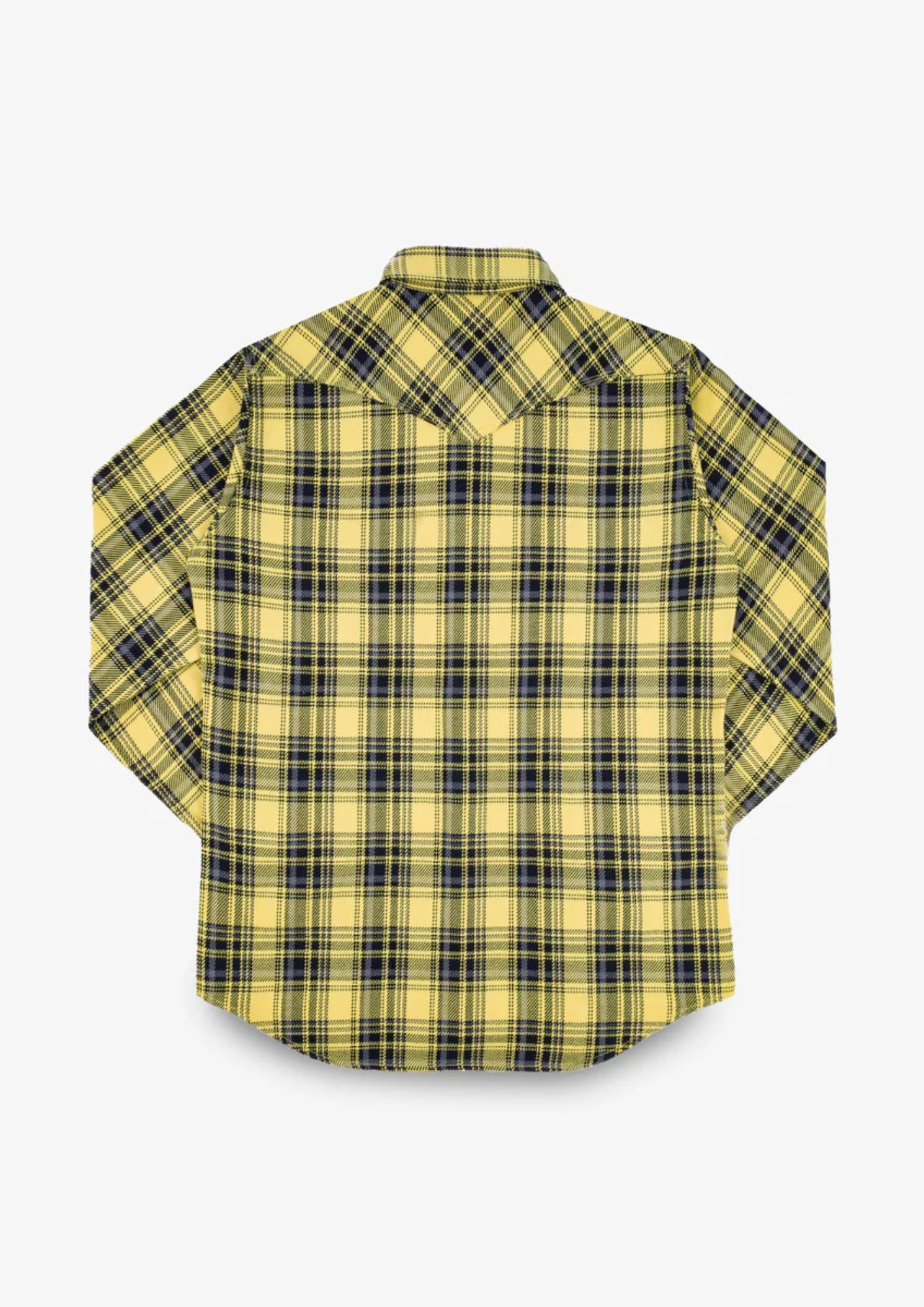 9oz Selvedge Indigo Check Flannel Western Shirt - Yellow