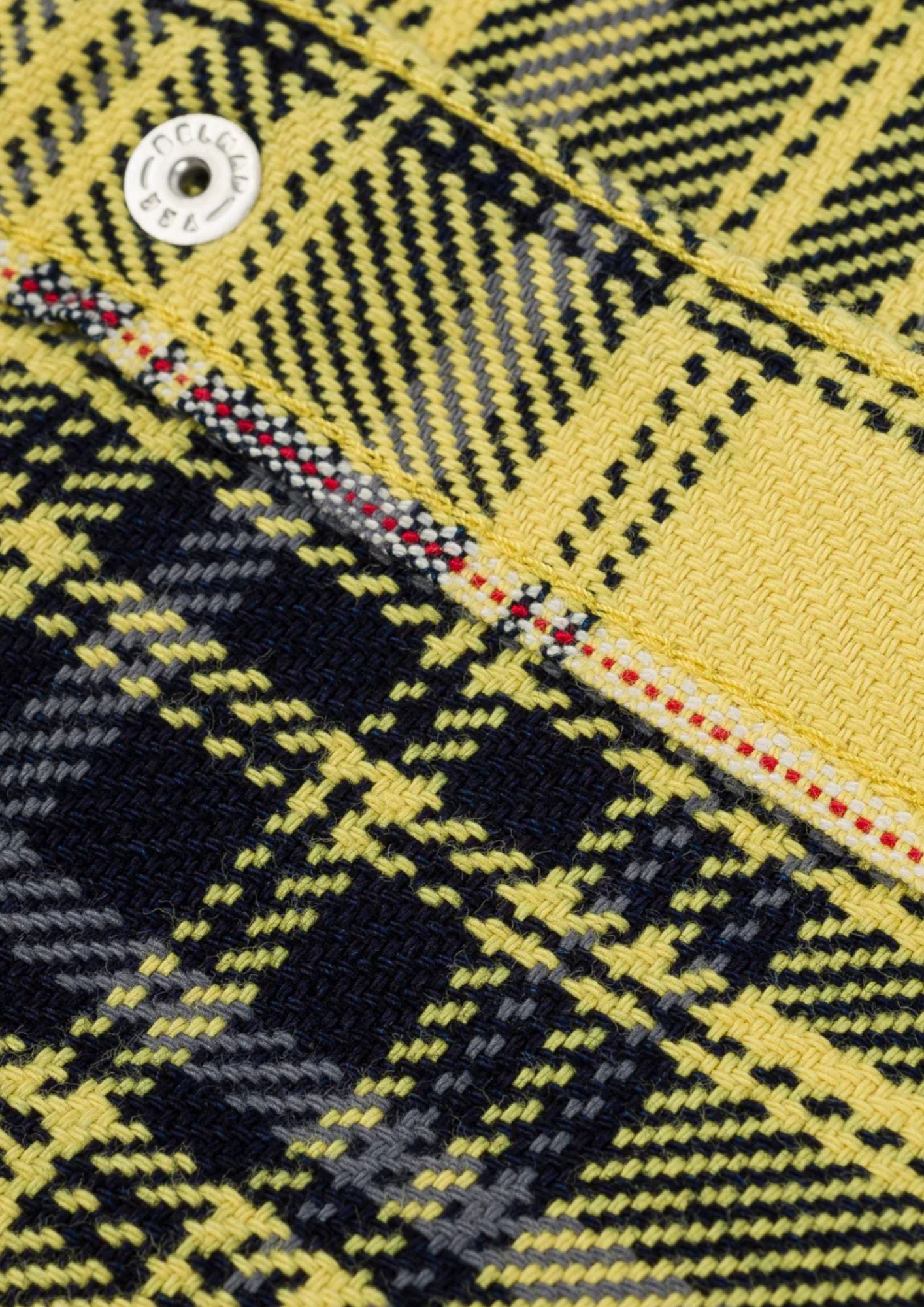 9oz Selvedge Indigo Check Flannel Western Shirt - Yellow