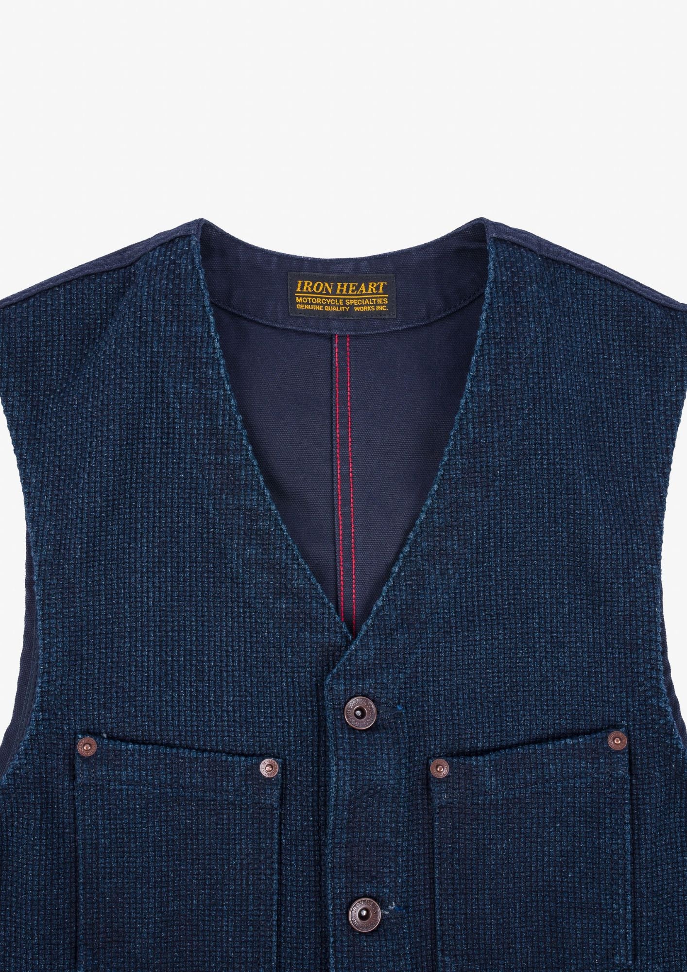 14oz Sashiko Dobby Cloth / Duck Work Vest - Indigo