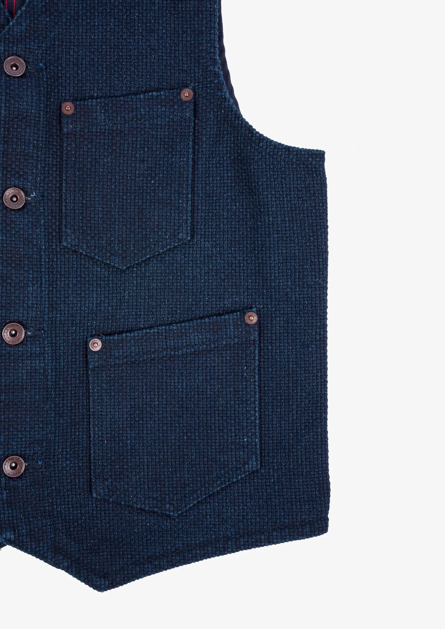 14oz Sashiko Dobby Cloth / Duck Work Vest - Indigo