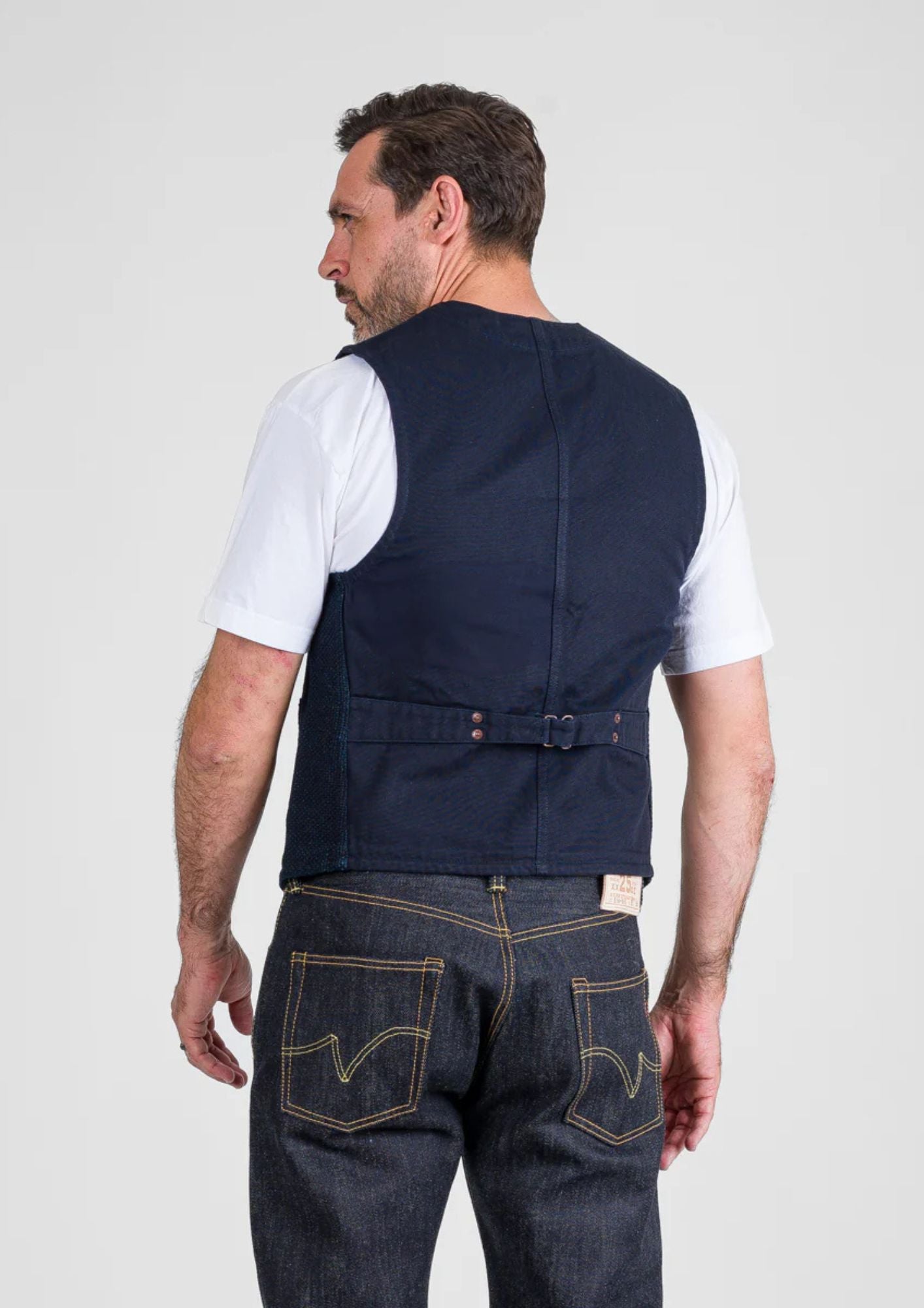 14oz Sashiko Dobby Cloth / Duck Work Vest - Indigo
