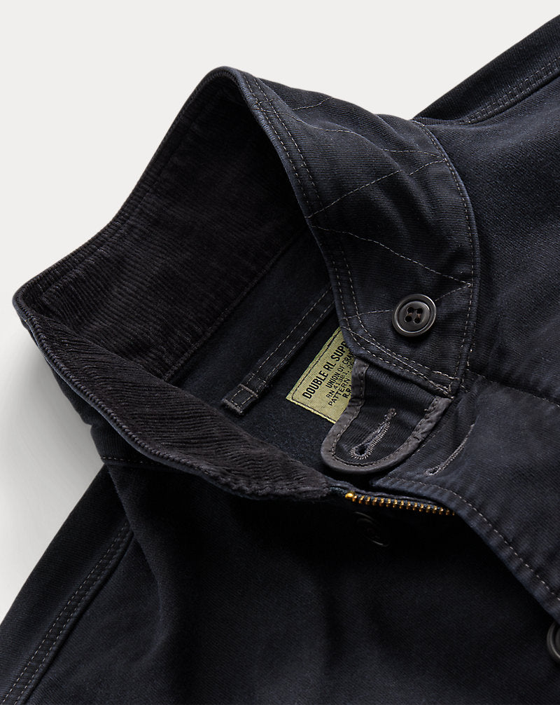 Corduroy-Collar Cotton Deck Jacket - Dark Navy