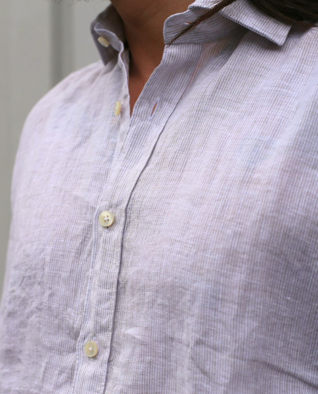 LINEN SHIRT STRIPE BEIGE regular fit