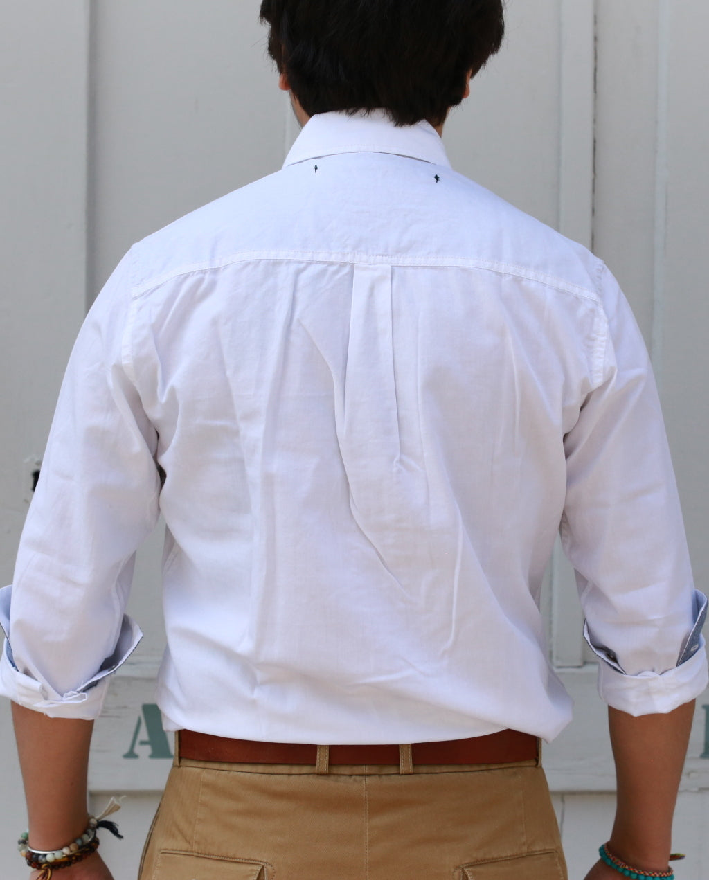 WHITE SHIRT WITH HERRINGBONE slim fit