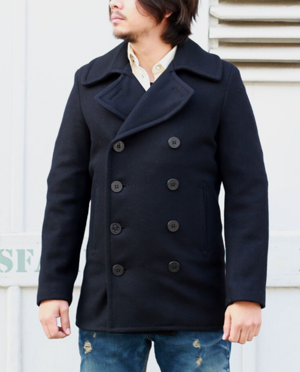 PEA COAT 751 slim fit navy