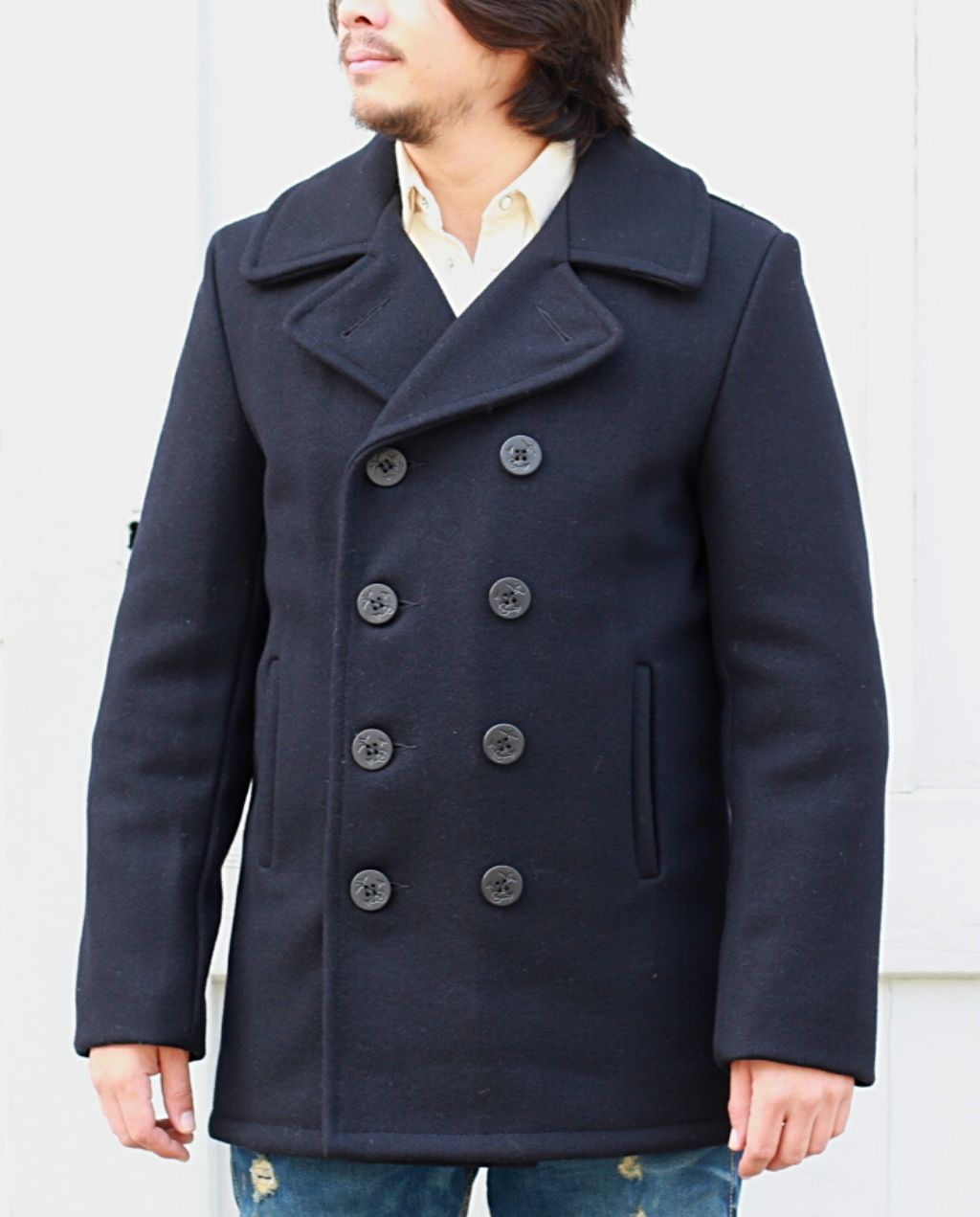 740 CLASSIC MELTON WOOL PEACOAT navy