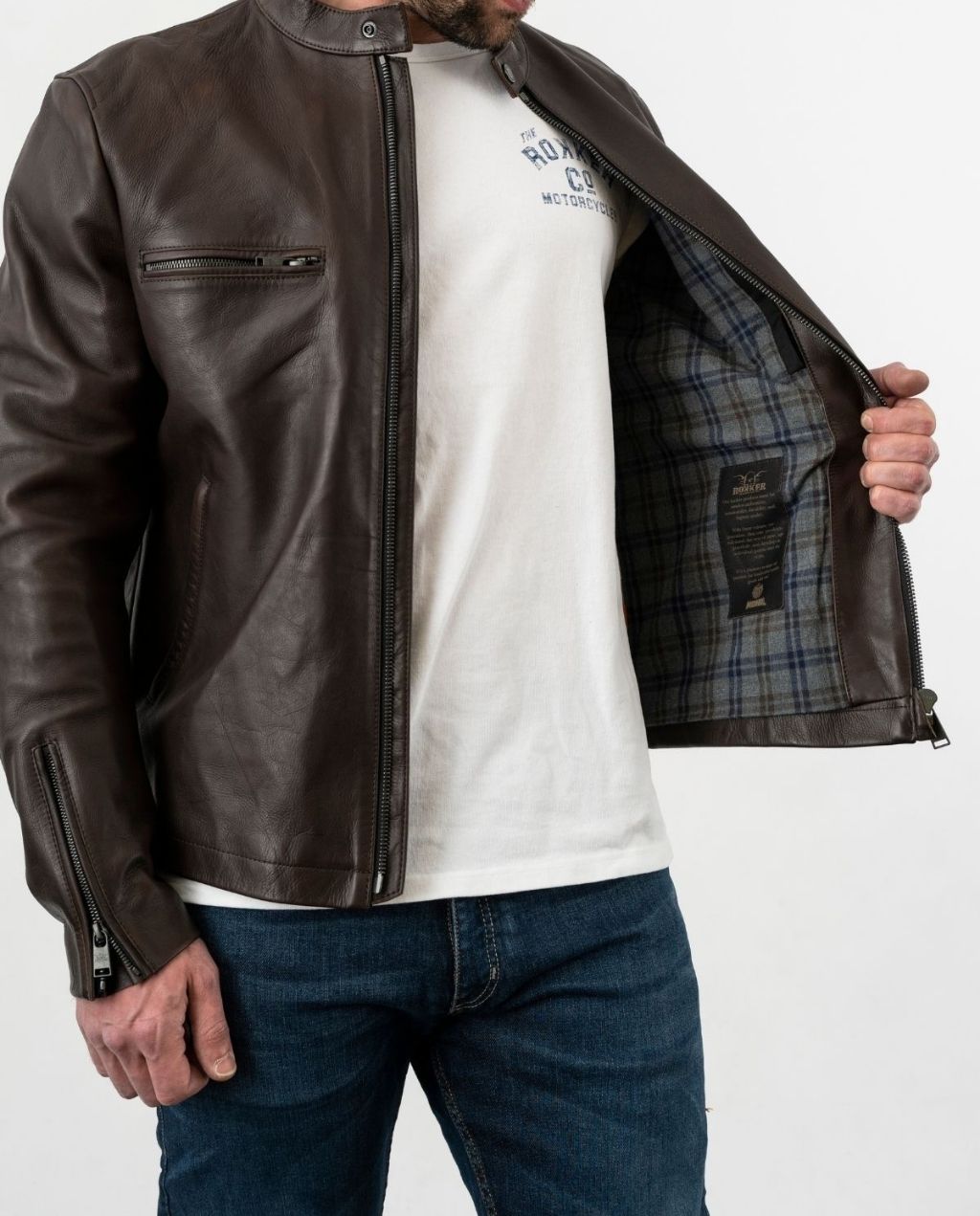 COMMANDER LEATHER JACKET BROWN