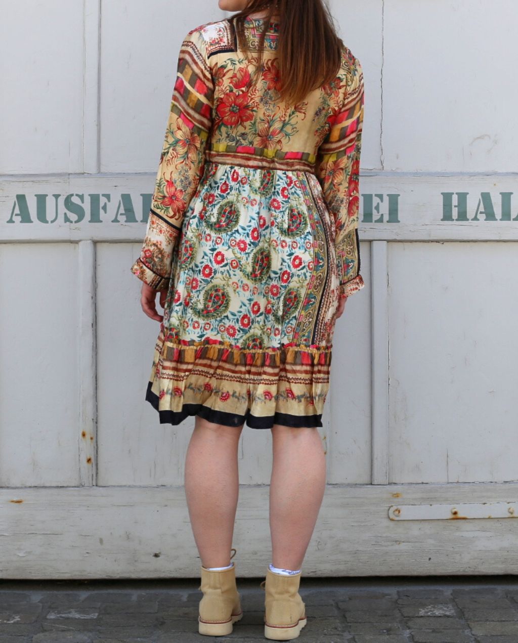 DRESS WITH FULL PRINT AND FLOUNCE multicolor