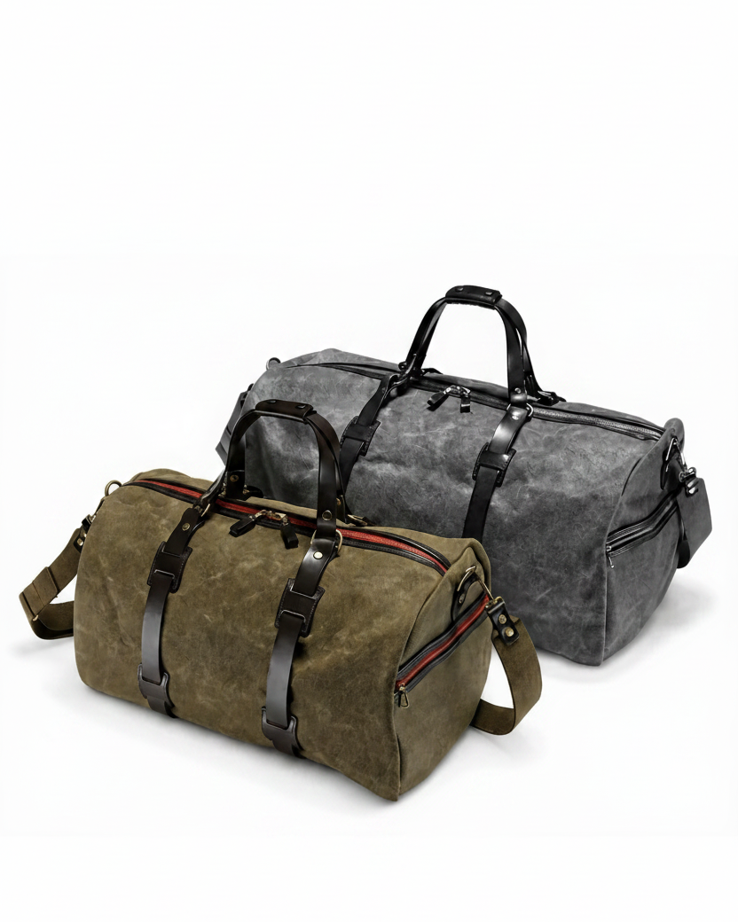 Vintage Canvas Duffle Holdall Medium Olive