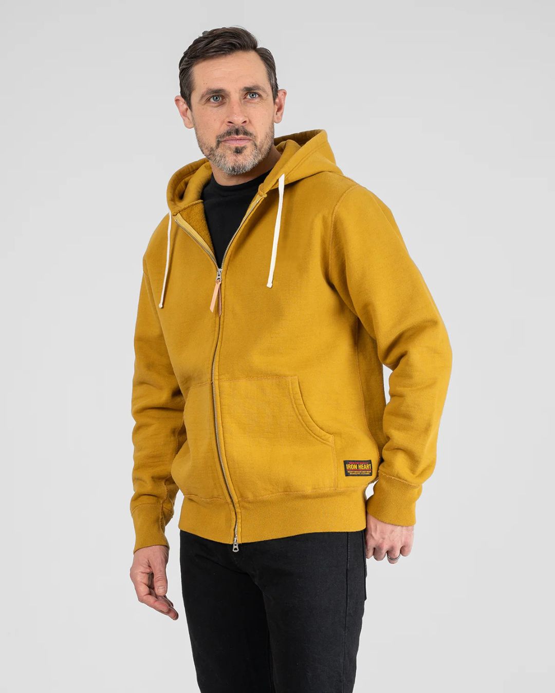 14oz Ultra Heavyweight Loopwheel Cotton Zippered Hoodie - Mustard