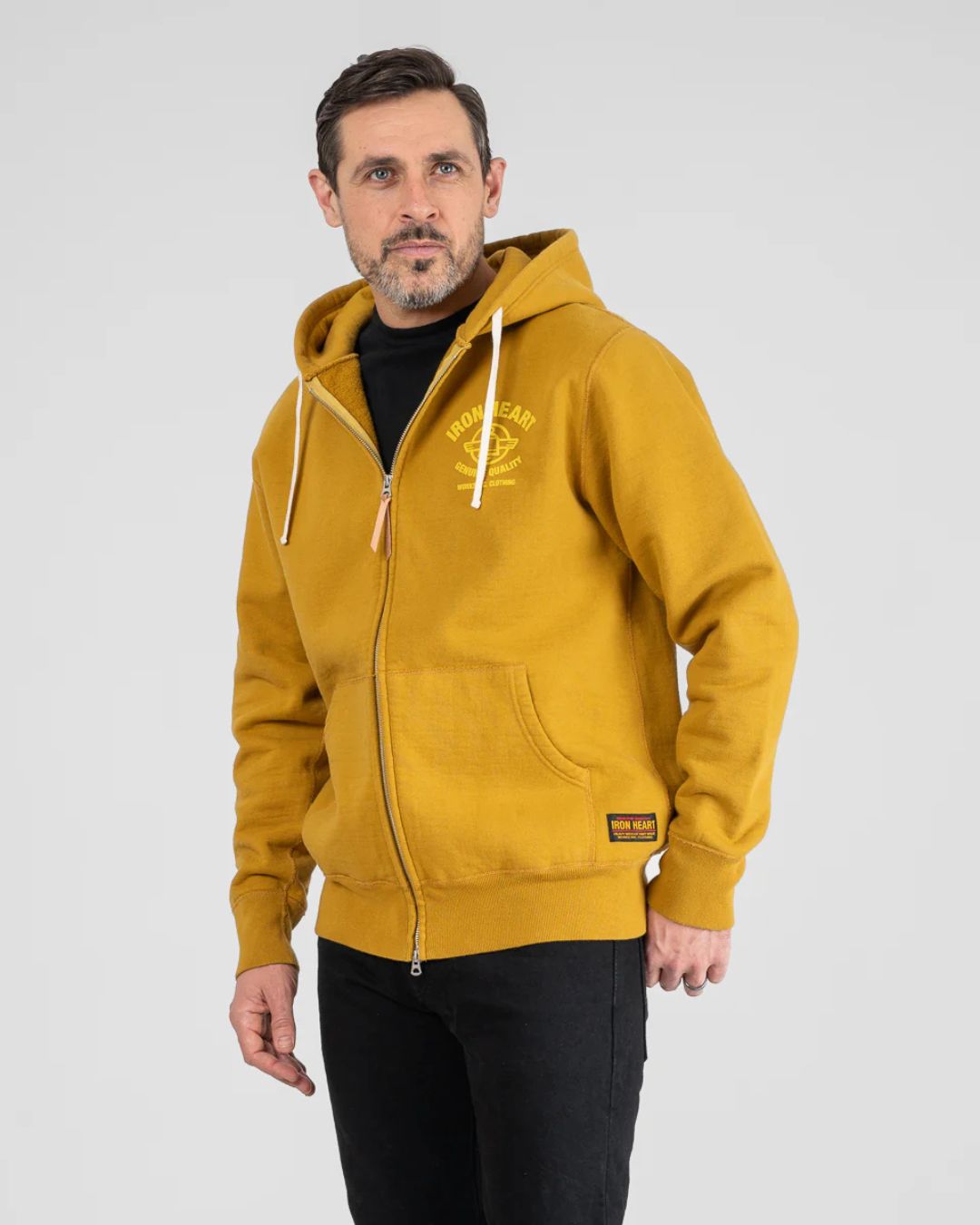 14oz Ultra Heavyweight Loopwheel Cotton Zippered Hoodie - IHSW-81L-MUSTARD
