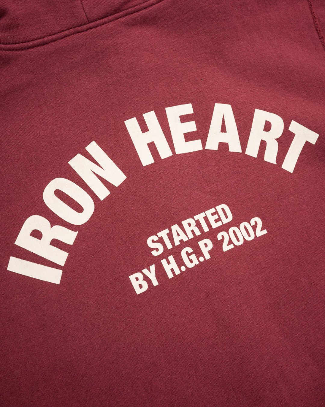 Printed 14oz Ultra Heavyweight Loopwheel Cotton Zippered Hoodie - Burgundy