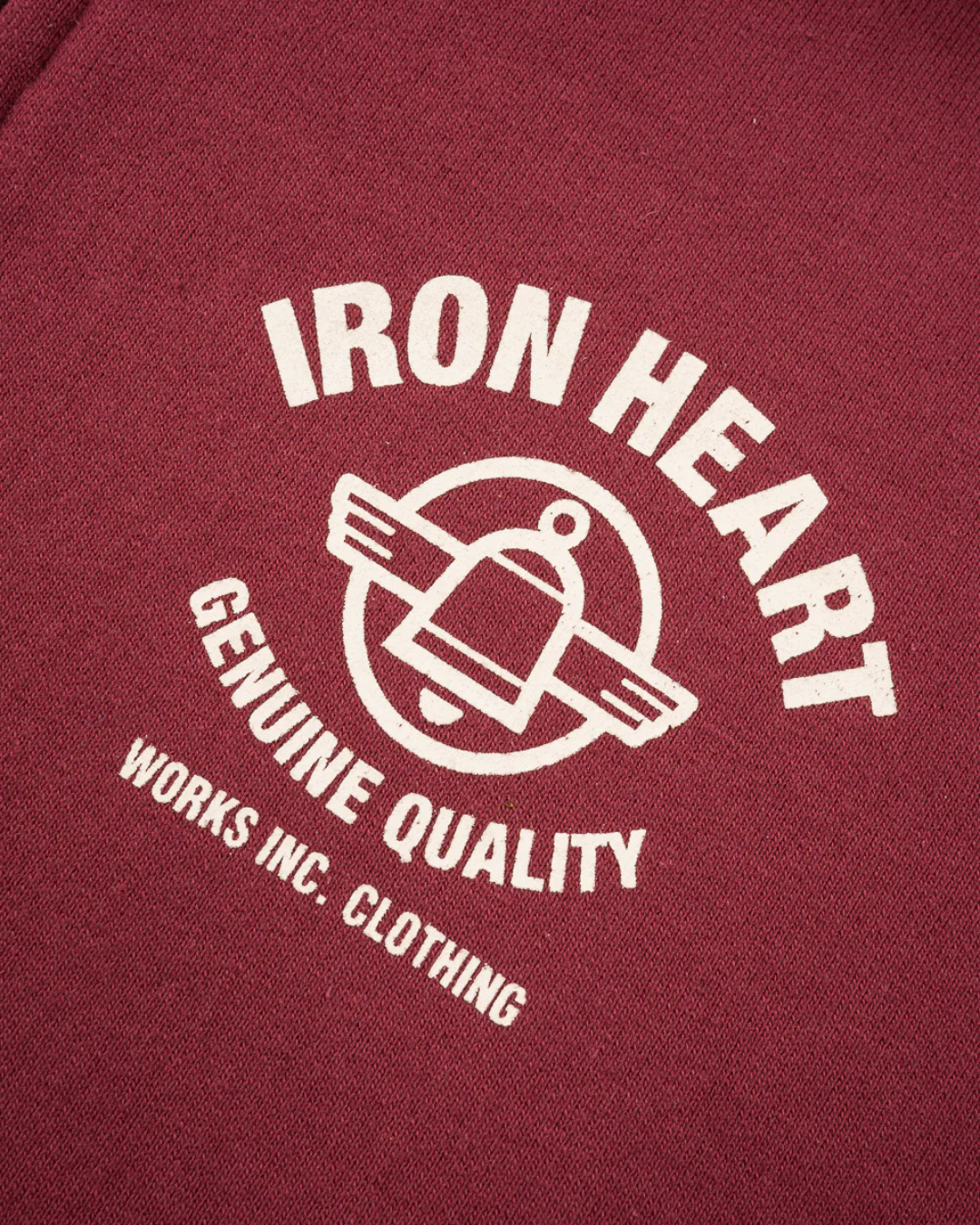 Printed 14oz Ultra Heavyweight Loopwheel Cotton Zippered Hoodie - Burgundy