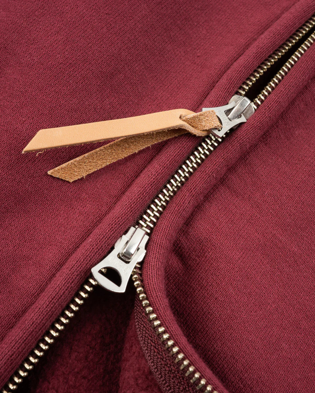 Printed 14oz Ultra Heavyweight Loopwheel Cotton Zippered Hoodie - Burgundy