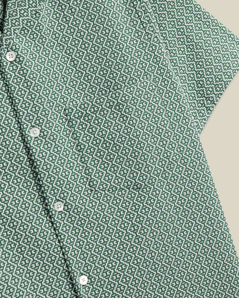 Kurzarm Hemd Mit Bowlingkragen - Portuguese Tile Green