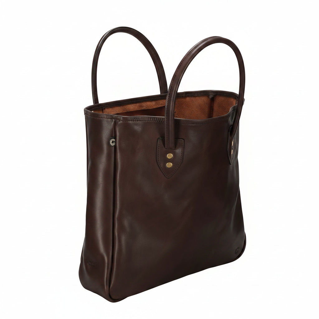 Vintage Leather Field Tote Bag Dark Brown