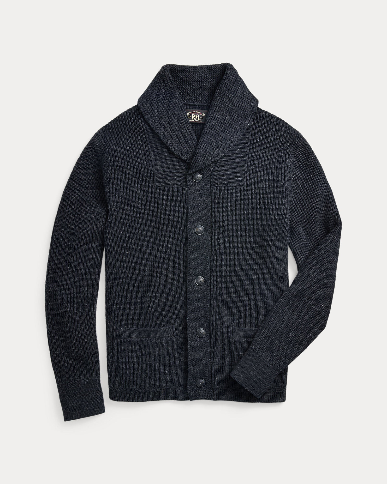 Shawl Card Long Sleeve Cardigan Navy