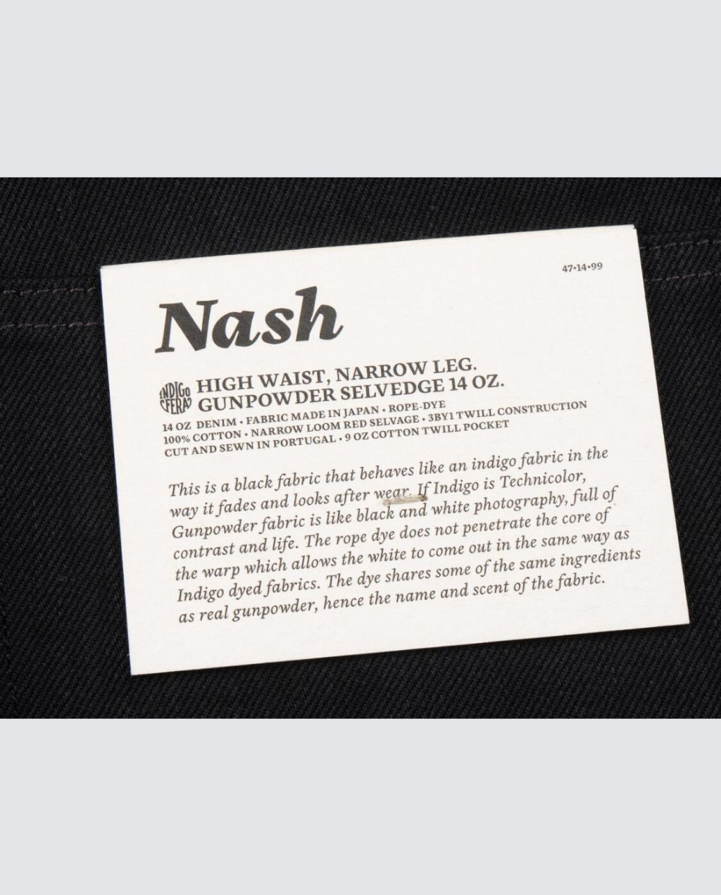 Nash Gunpowder Selvedge High Tapered Jeans