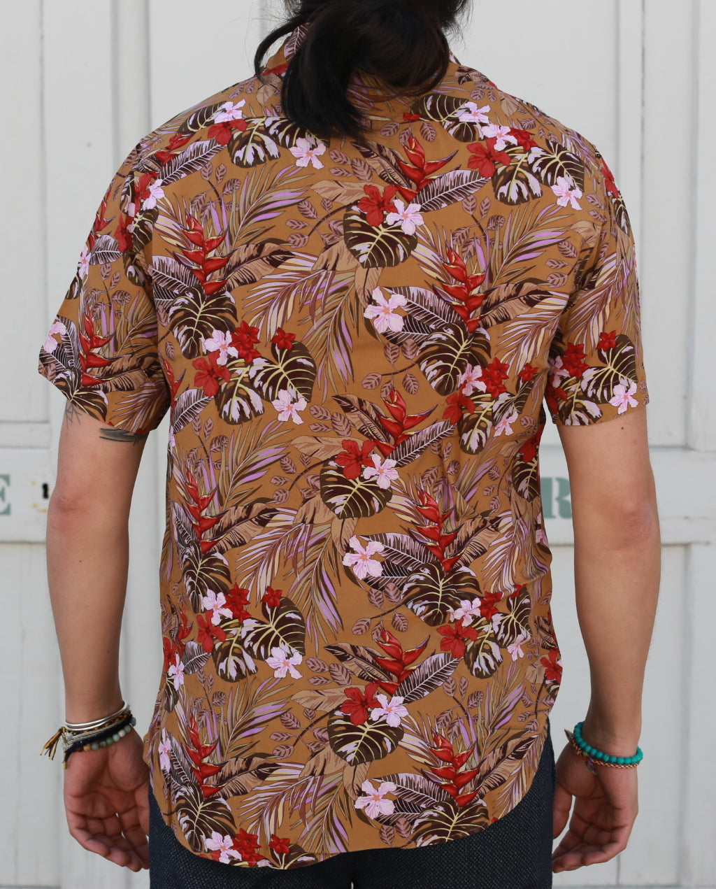 BROWN TROPICAL PRINT SHIRT