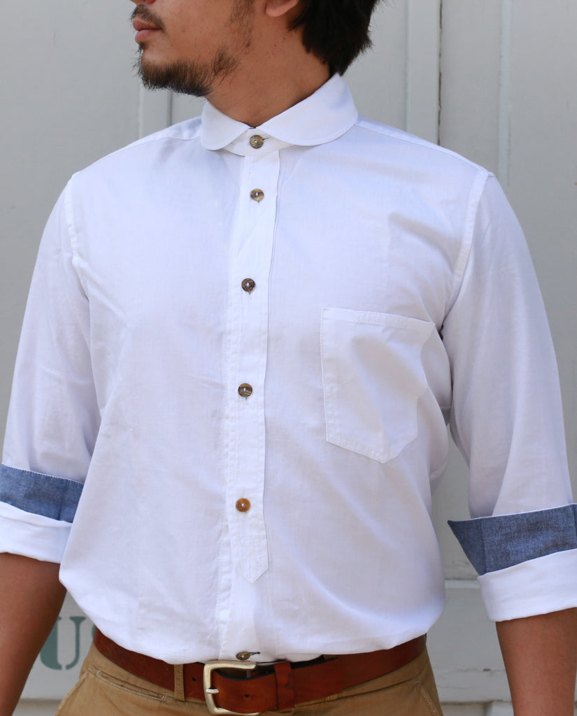 WHITE SHIRT WITH HERRINGBONE slim fit