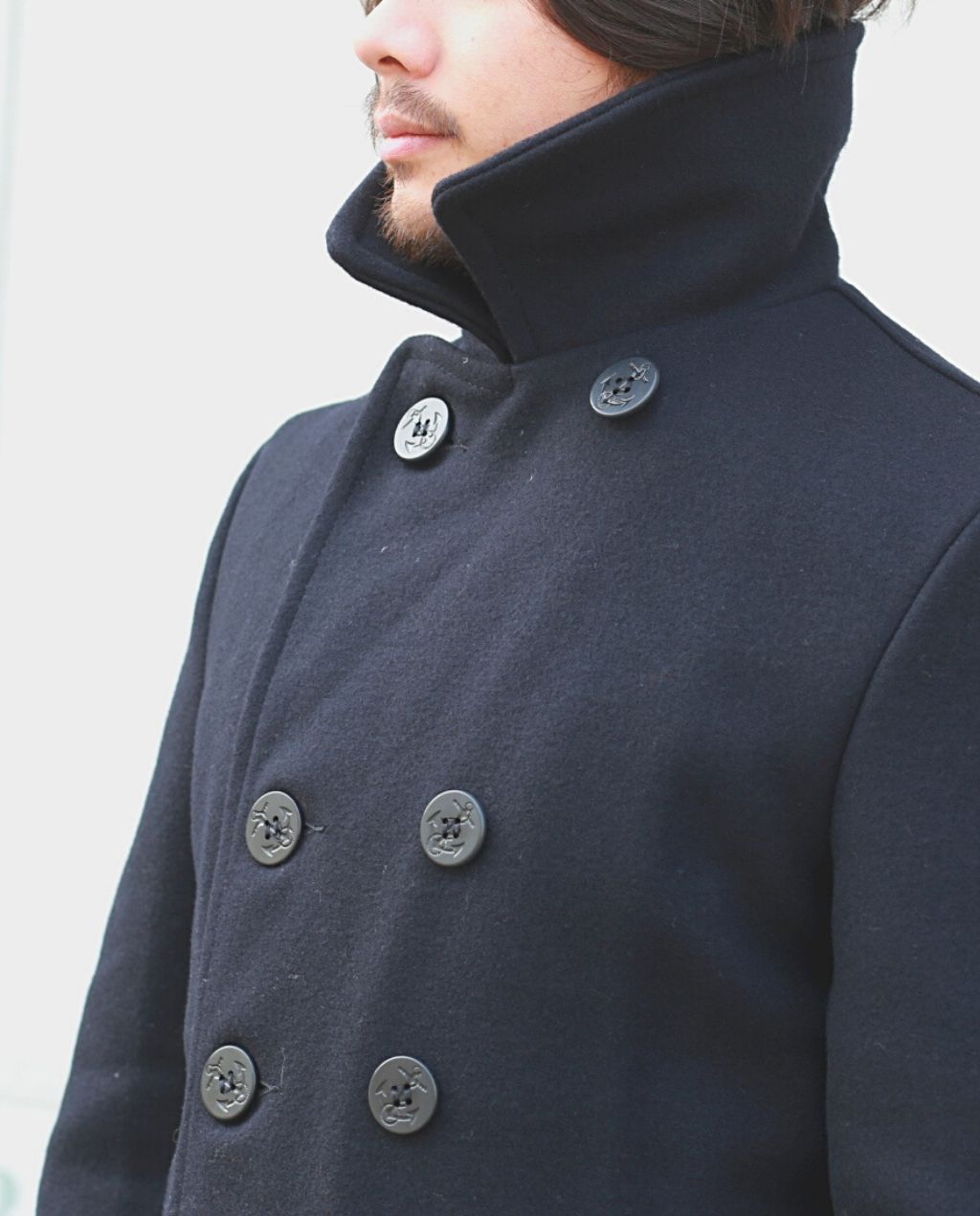 740 CLASSIC MELTON WOOL PEA COAT navy
