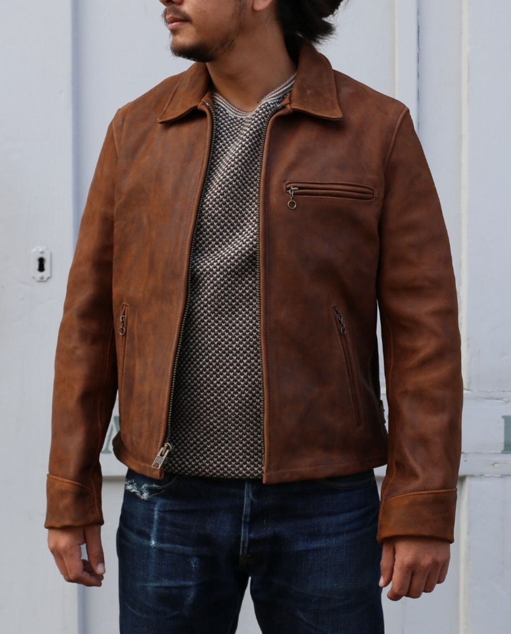 STORM P673 - HEAVYWEIGHT OILED NUBUCK LEATHER DELIVERY JACKET P673