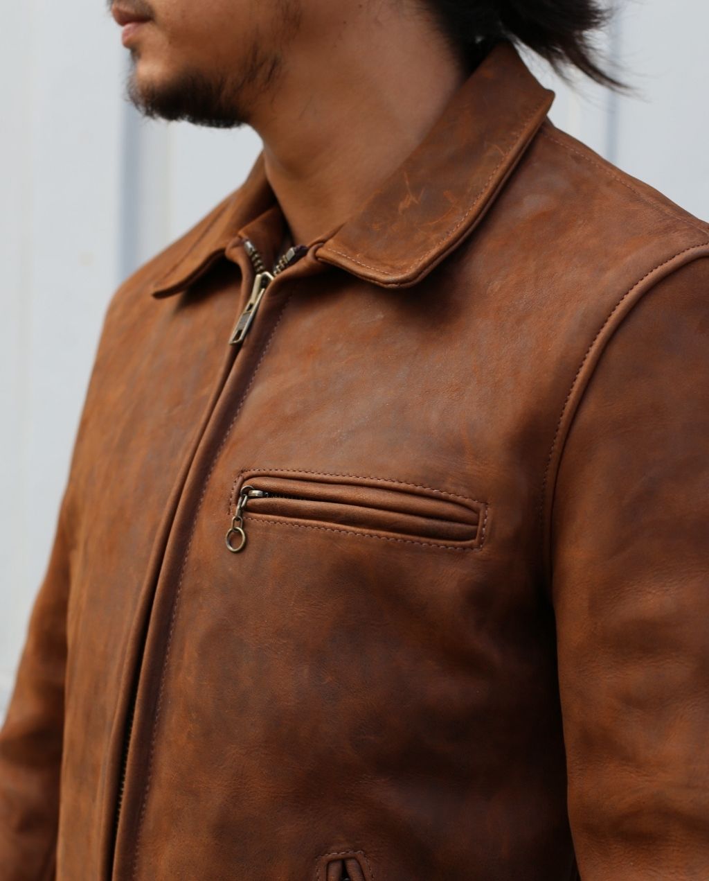 STORM P673 - HEAVYWEIGHT OILED NUBUCK LEATHER DELIVERY JACKET P673