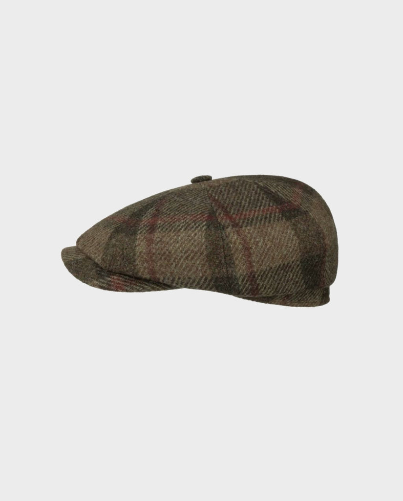 HATTERAS VIRGIN WOOL CHECK FLATCAP OLIV